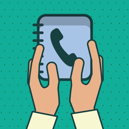 hands holding phone book office vector illustrationのイラスト素材