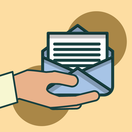 hand holding envelope message letter office vector illustrationのイラスト素材