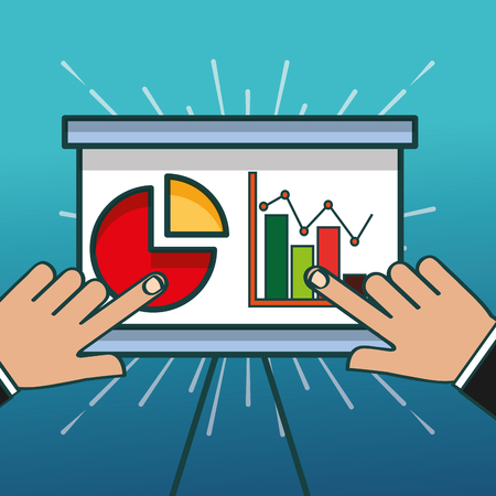 hands pointing board report financial chart office vector illustrationのイラスト素材