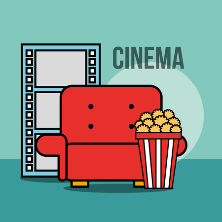 red chair film strip and popcorn cinema vector illustrationのイラスト素材