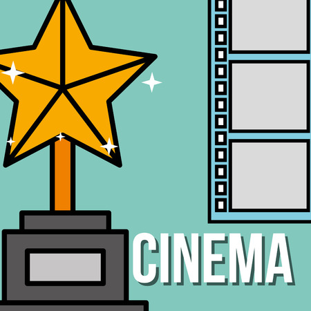 golden trophy star award film strip cinema vector illustrationのイラスト素材