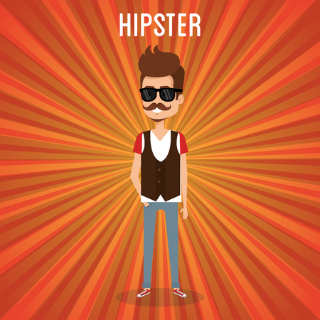 man style hipster character vector illustration designのイラスト素材