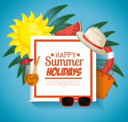 summer holidays set icons vector illustration designのイラスト素材