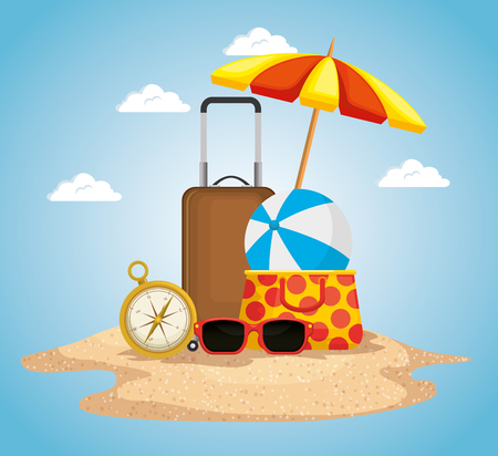 beach with summer holidays icons vector illustration designのイラスト素材