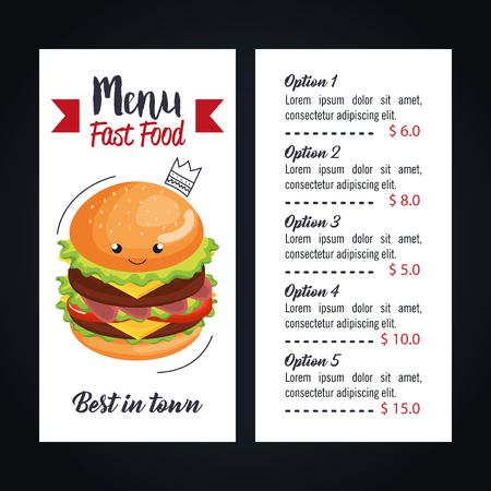 delicious big burger fast food menu card vector illustration designのイラスト素材