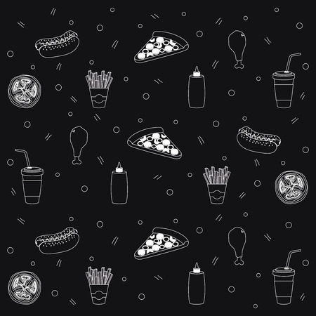 delicious fast food pattern background vector illustration designのイラスト素材