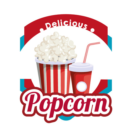 delicious pop corn with soda fast food vector illustration designのイラスト素材