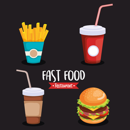 delicious fast food icons vector illustration designのイラスト素材