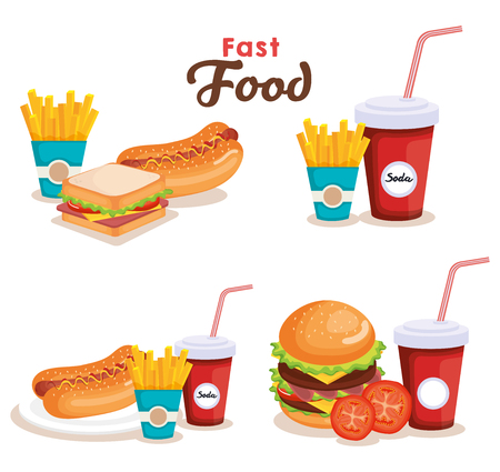 delicious fast food icons vector illustration designのイラスト素材