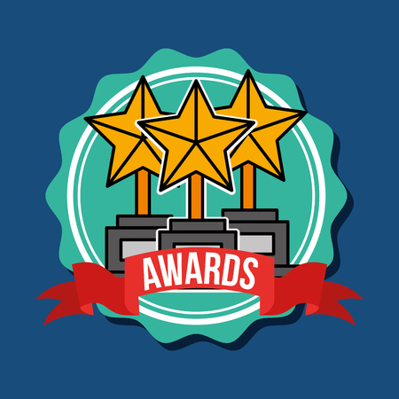 trophy stars awards cinema badge vector illustrationのイラスト素材