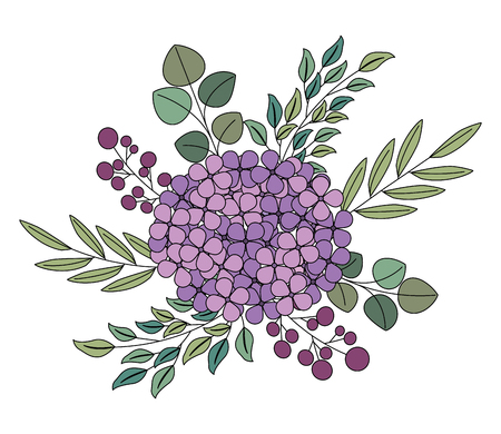 beautiful flower with leafs decorative vector illustration designのイラスト素材