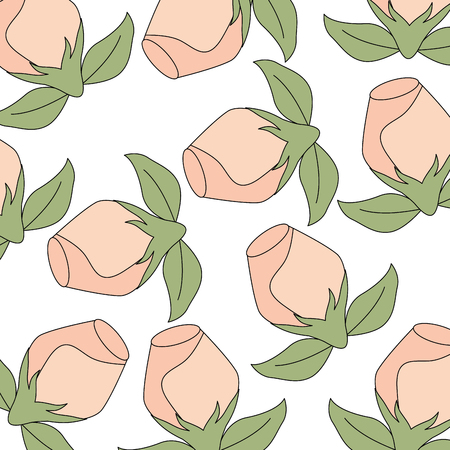 rose beautiful flower with leafs pattern vector illustration designのイラスト素材