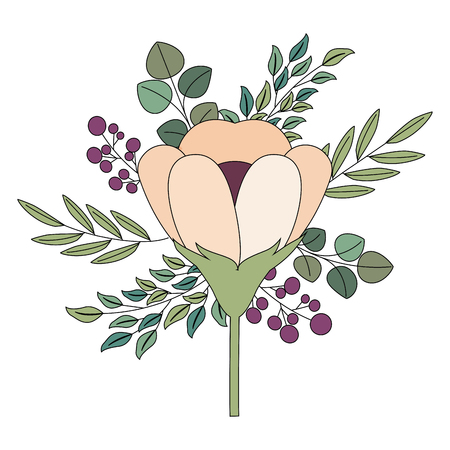 beautiful flower with leafs decorative vector illustration designのイラスト素材
