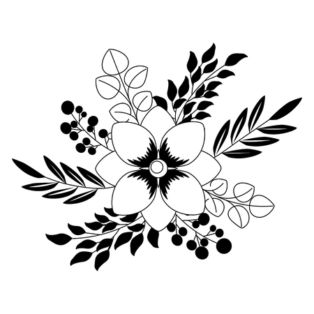 beautiful flower with leafs decorative vector illustration designのイラスト素材