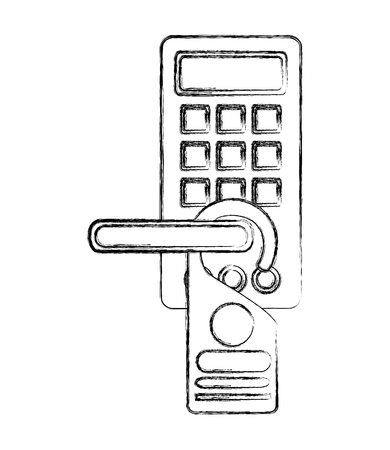 access digital door panel with hotel label hanging vector illustration designのイラスト素材