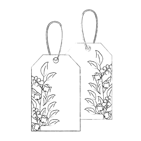 commercial tag with flowers isolated icon vector illustration designのイラスト素材