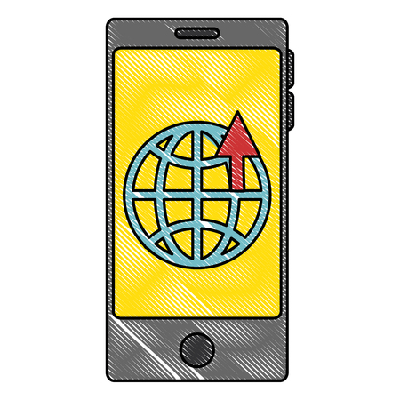 smartphone device with sphere planet vector illustration designのイラスト素材