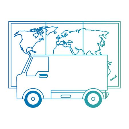 delivery van with paper map vector illustration designのイラスト素材