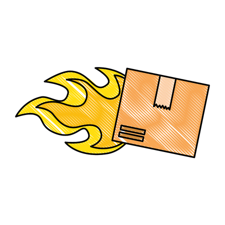 packing box carton with flame vector illustration designのイラスト素材