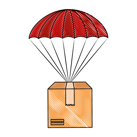 packing box carton with parachute vector illustration designのイラスト素材