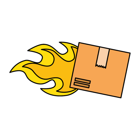 packing box carton with flame vector illustration designのイラスト素材