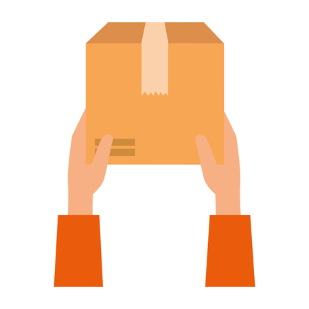 hands lifting box carton icon vector illustration designのイラスト素材