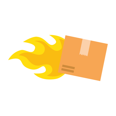 packing box carton with flame vector illustration designのイラスト素材