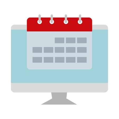 computer display with calendar vector illustration designのイラスト素材