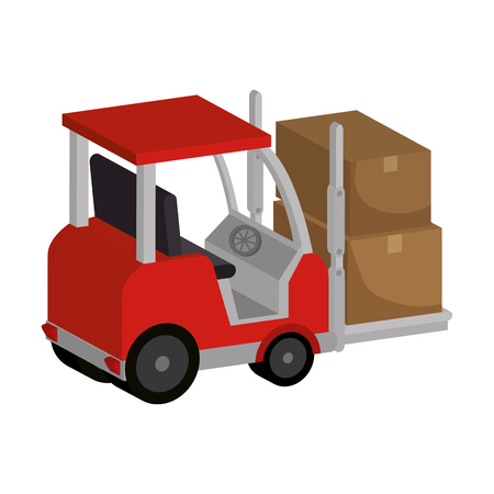 forklift vehicle with boxes vector illustration designのイラスト素材