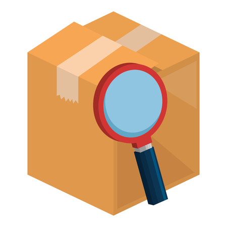 packing box carton with magnifying glass vector illustration designのイラスト素材
