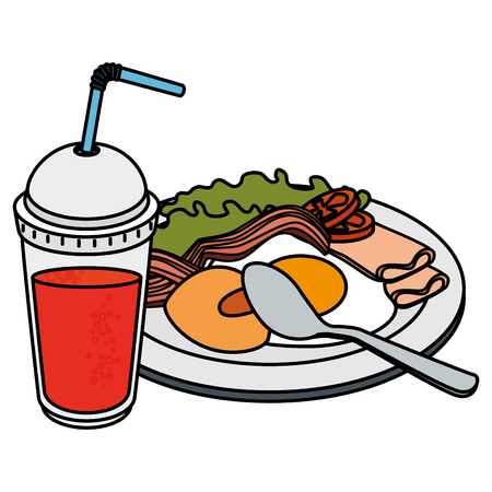 soda with delicious fast food vector illustration designのイラスト素材