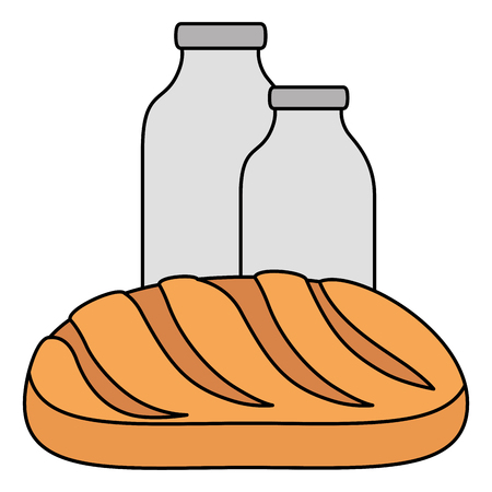 milk bottle with bread vector illustration designのイラスト素材