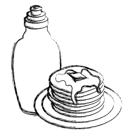 pancakes with syrup maple vector illustration designのイラスト素材