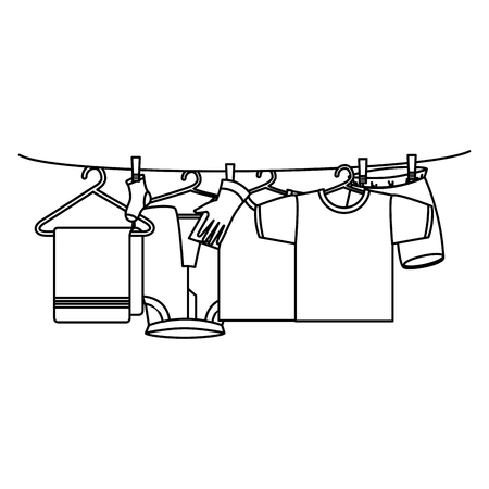 clothes drying on wire vector illustration designのイラスト素材