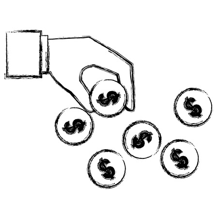 hand with coins money vector illustration designのイラスト素材