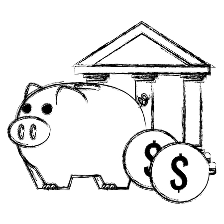 piggy savings economy icons vector illustration designのイラスト素材
