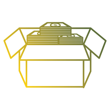 carton box with bills money vector illustration designのイラスト素材