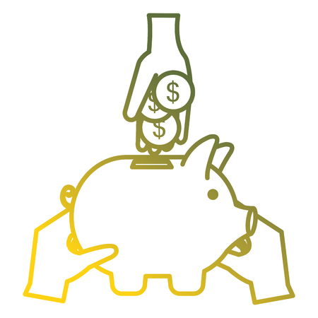 hand with coins and piggy savings vector illustration designのイラスト素材