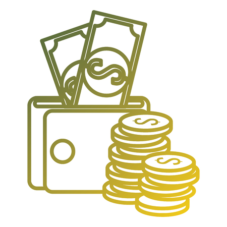 coins money with wallet and bills vector illustration designのイラスト素材