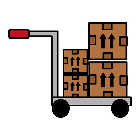 cart with pile carton boxes vector illustration designのイラスト素材