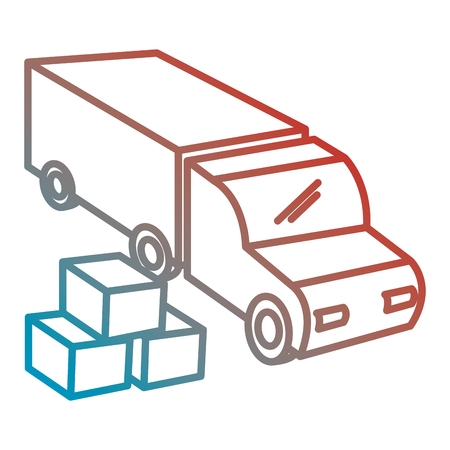 pile carton boxes with truck vector illustration designのイラスト素材