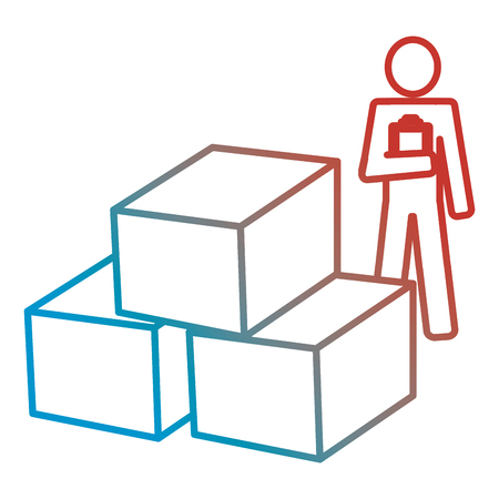 delivery worker with checklist and boxes vector illustration designのイラスト素材