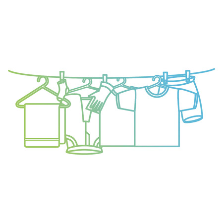 clothes drying on wire vector illustration designのイラスト素材