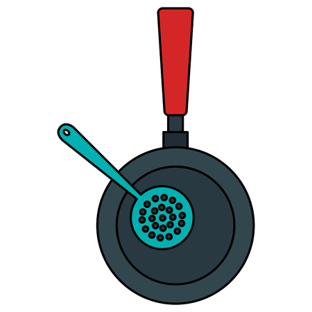 kitchen pan with spoon icon vector illustration designのイラスト素材