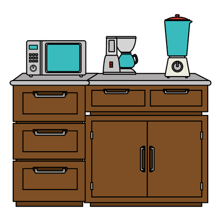 drawer wooden with utensils vector illustration designのイラスト素材