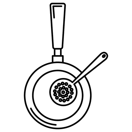 kitchen pan with spoon icon vector illustration designのイラスト素材