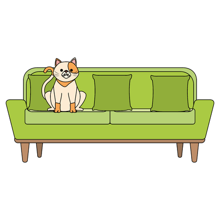cute cat pet in the sofa character vector illustration designのイラスト素材