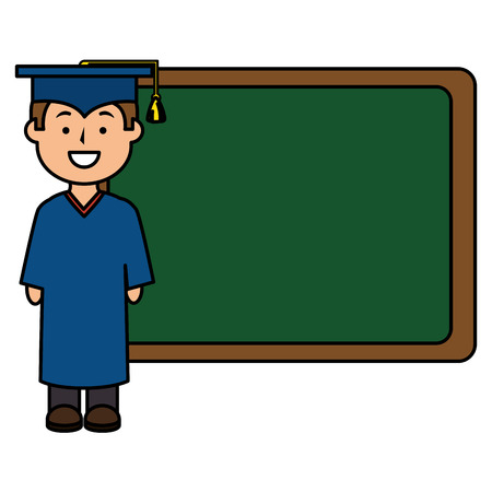 student graduated with chalkboard vector illustration designのイラスト素材