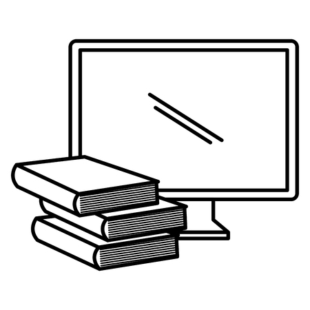 education text books with computer vector illustration designのイラスト素材