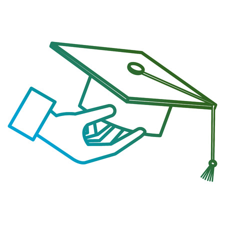 hand with hat graduation vector illustration designのイラスト素材